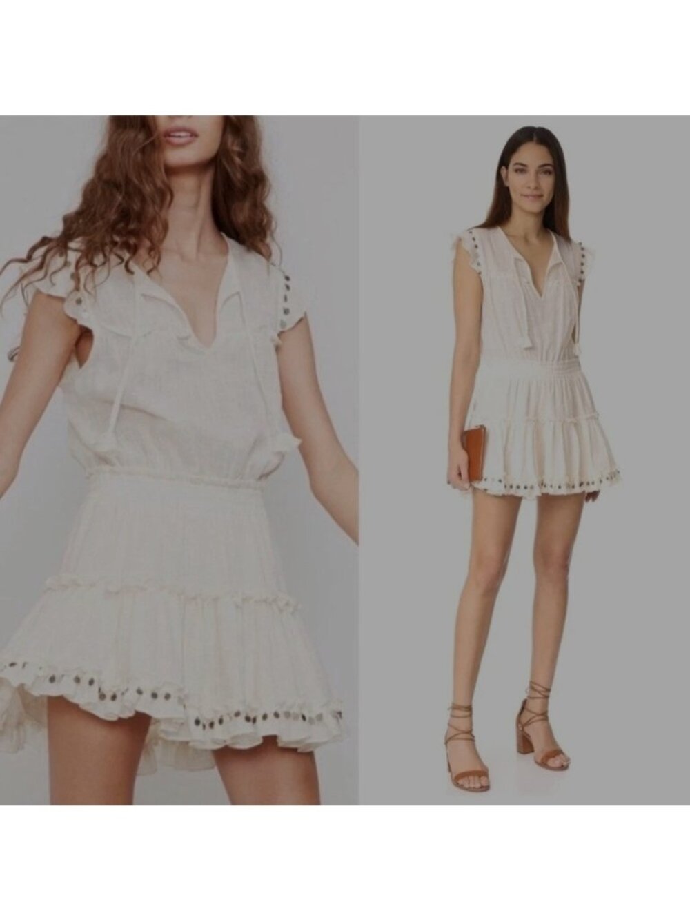 Misa Los Angeles Matias Paulette trim tiered ruffled mini dress S  Small read